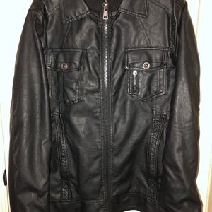 Men’s BKE faux leather black jacket coat